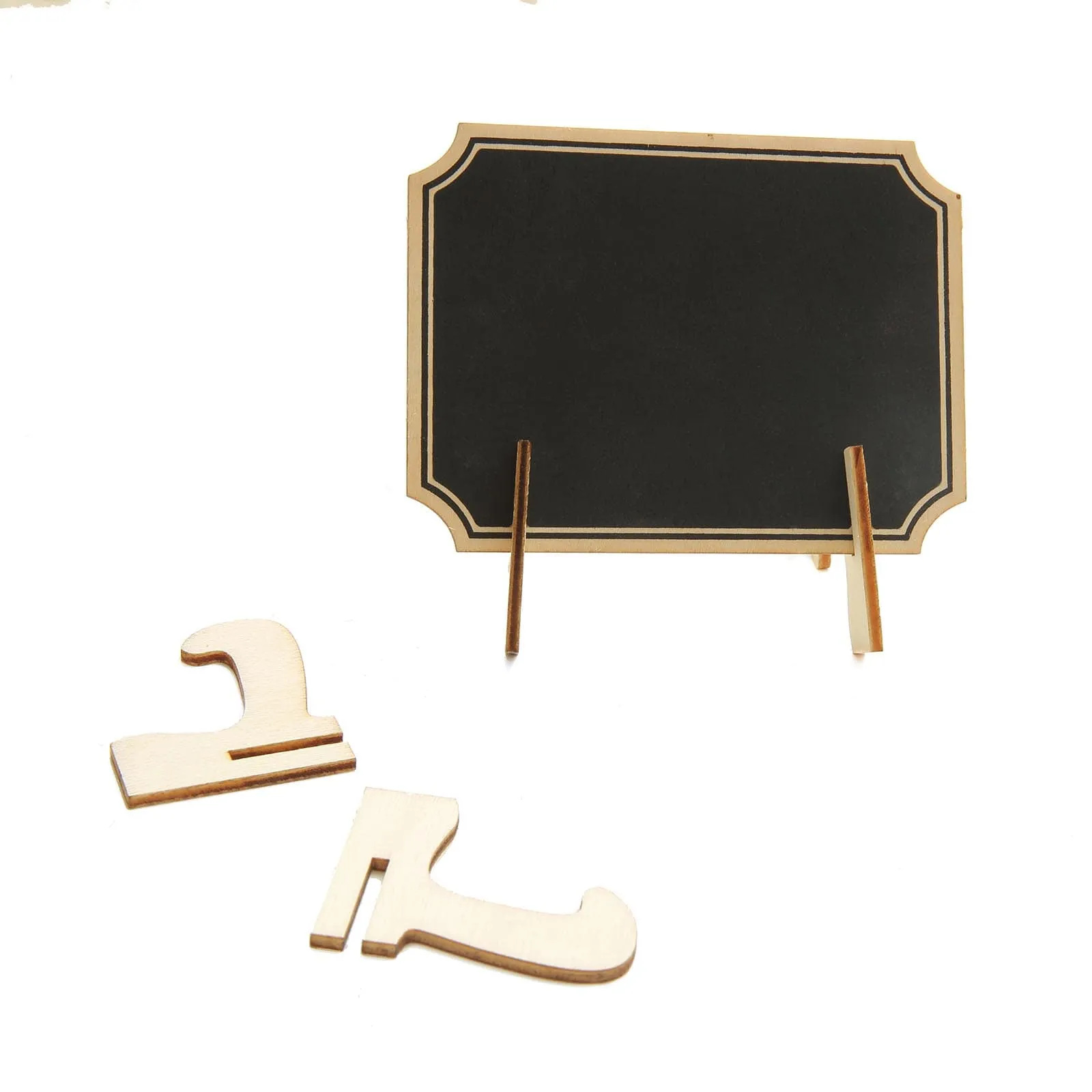 10 Pack Mini Wooden Table Chalkboard Signs With Removable Stands and Chalk 3"x4"