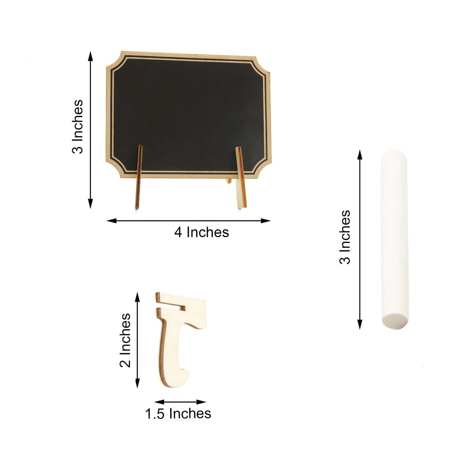 10 Pack Mini Wooden Table Chalkboard Signs With Removable Stands and Chalk 3"x4"
