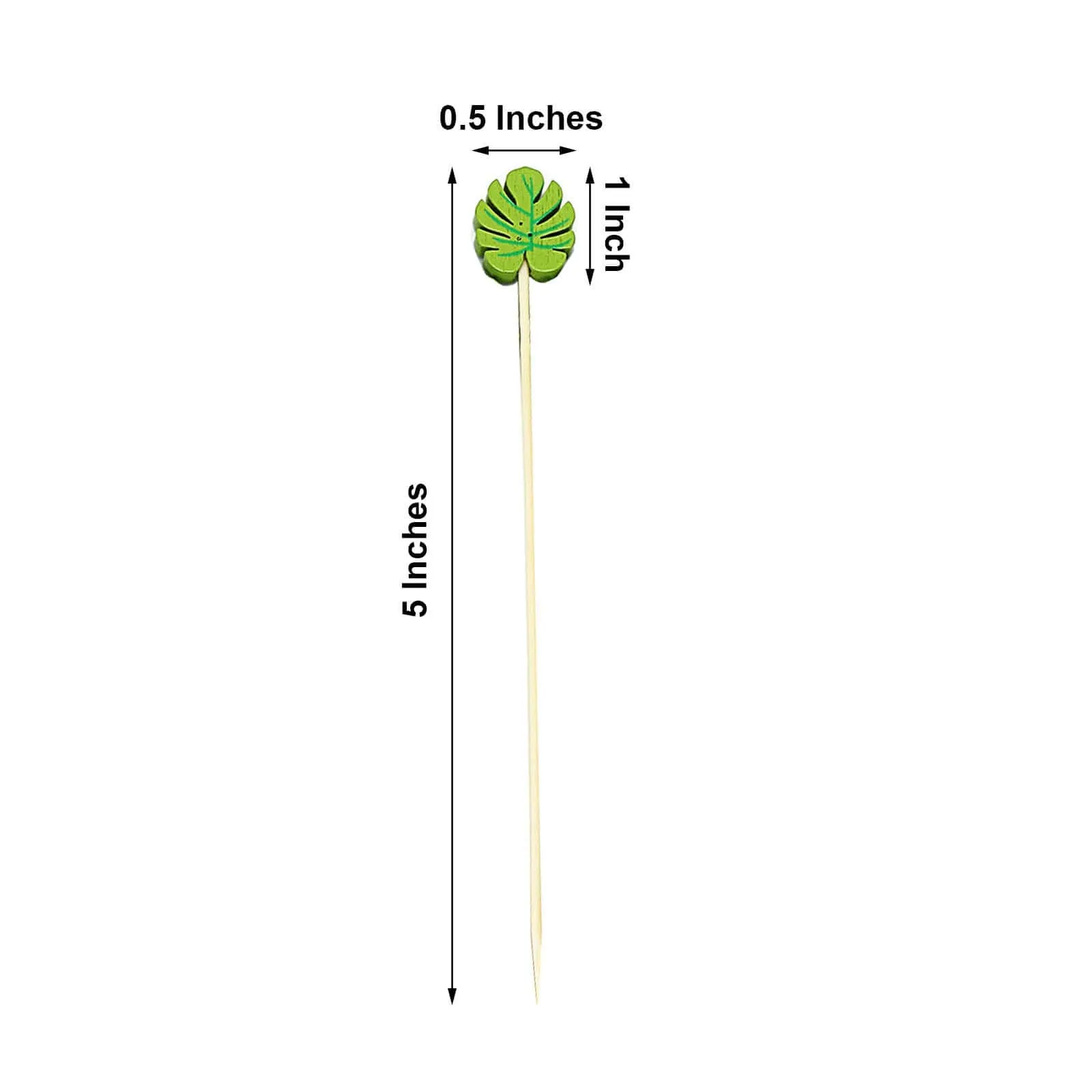 100 Pack Tropical Leaf Party Picks, Bamboo Skewers, Decorative Top Cocktail Sticks 5"