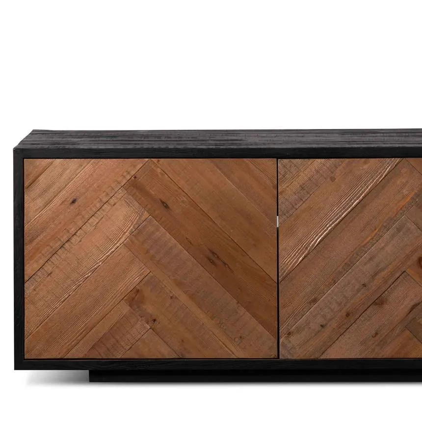 2.1m Wooden TV Entertainment Unit - Natural - Rustic Black