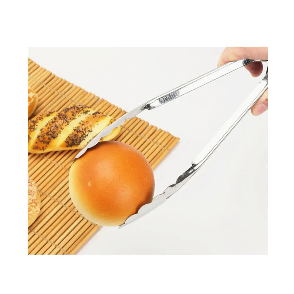 2Pc Stainless Steel Tong 12" 9" Set Food BBQ Kitchen Salad Grill Serving Utility