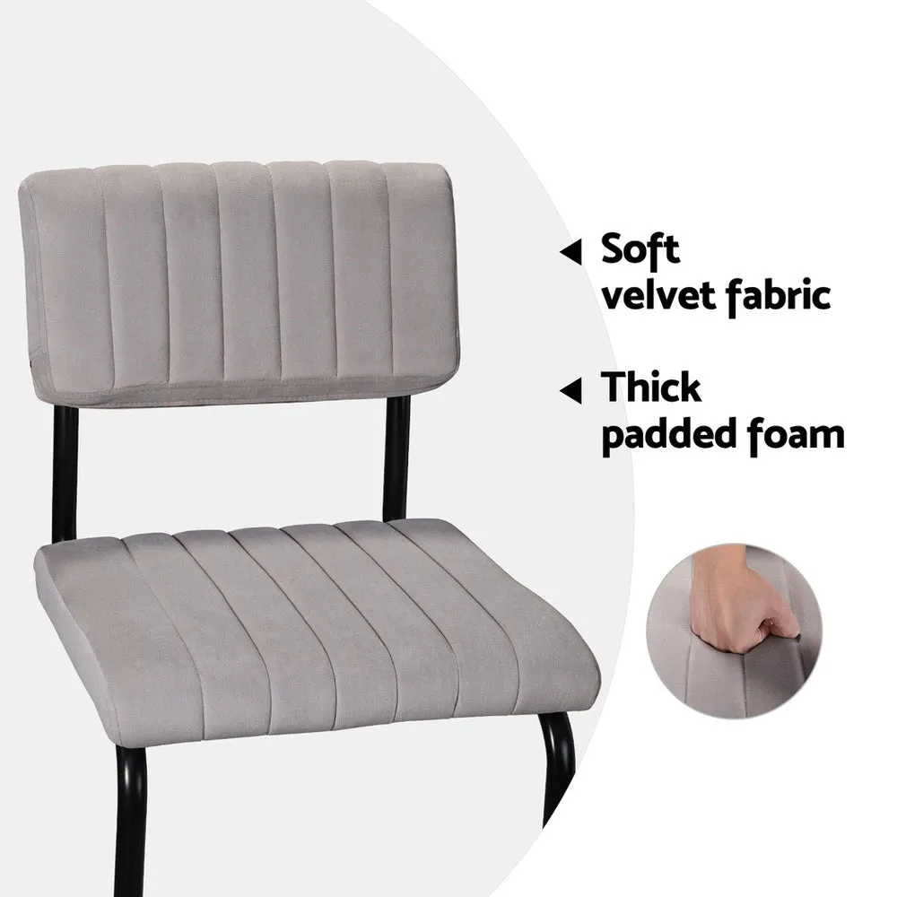 4x Bar Stools | Velvet Chairs | Grey Upholstery