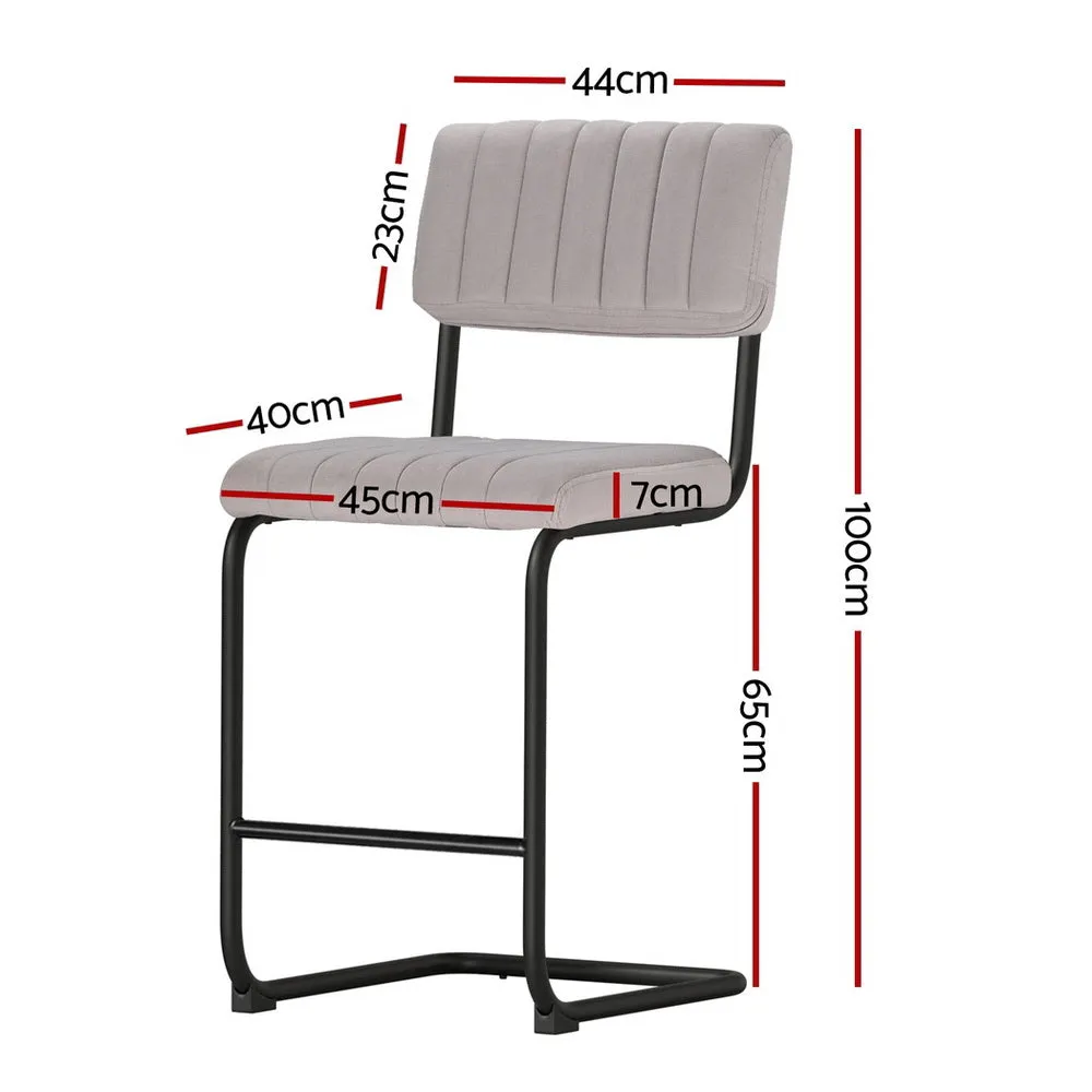 4x Bar Stools | Velvet Chairs | Grey Upholstery