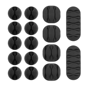 Adhesive Cable Clips Cord Organizer Kit Black Cable Holder Wire Clips for Desk Nightstand Home Office Car Cord Management 20 PCs