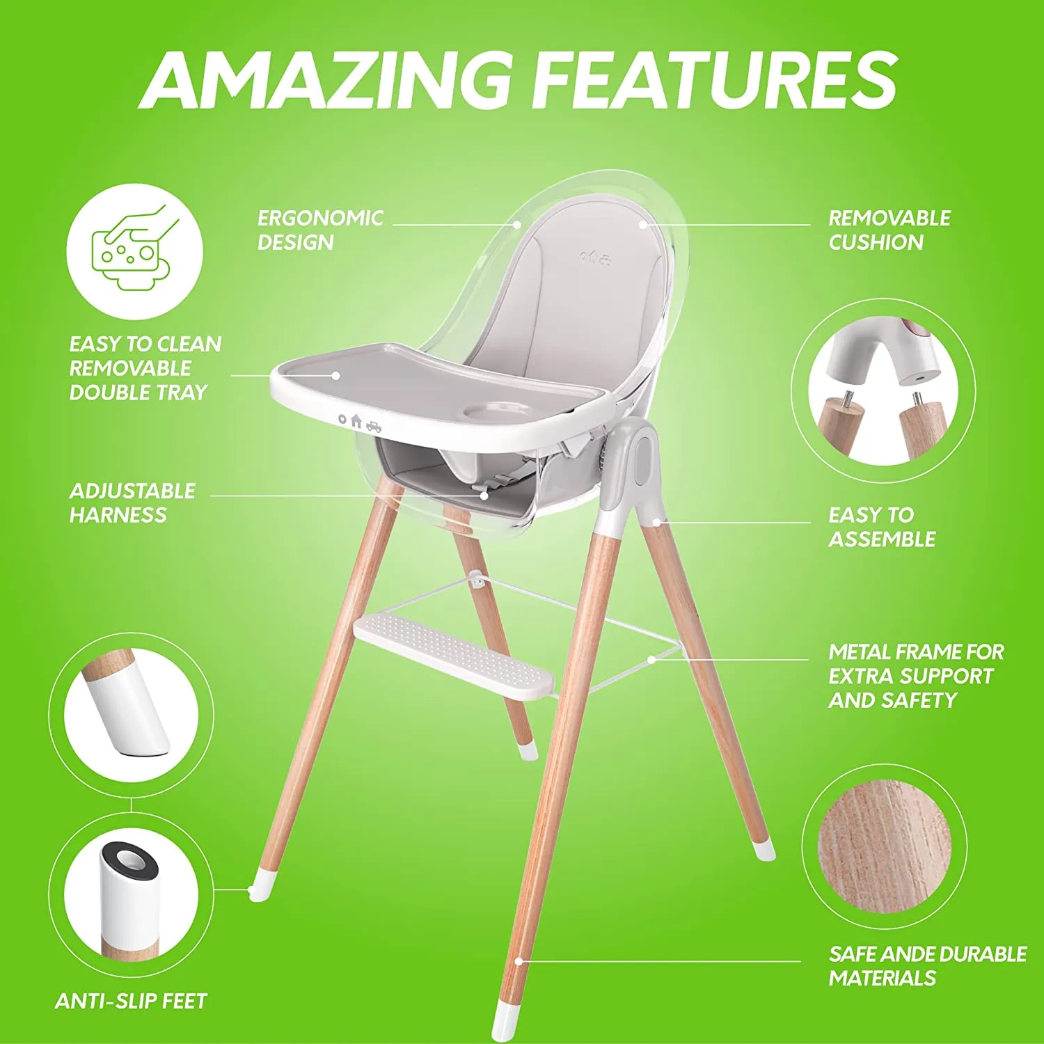 Children of Design 6-in-1 Deluxe High Chair with Seat Cushion