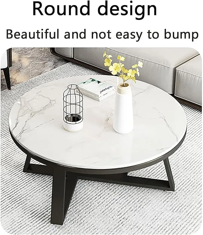Decoration Crown Coffee Table for Living Room Sofa Side Table/Balcony Nesting Round Center Table (Black & White) (Black)