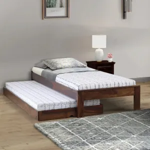 Divyam Modern Sheesham Wood Single Bed With Trundle