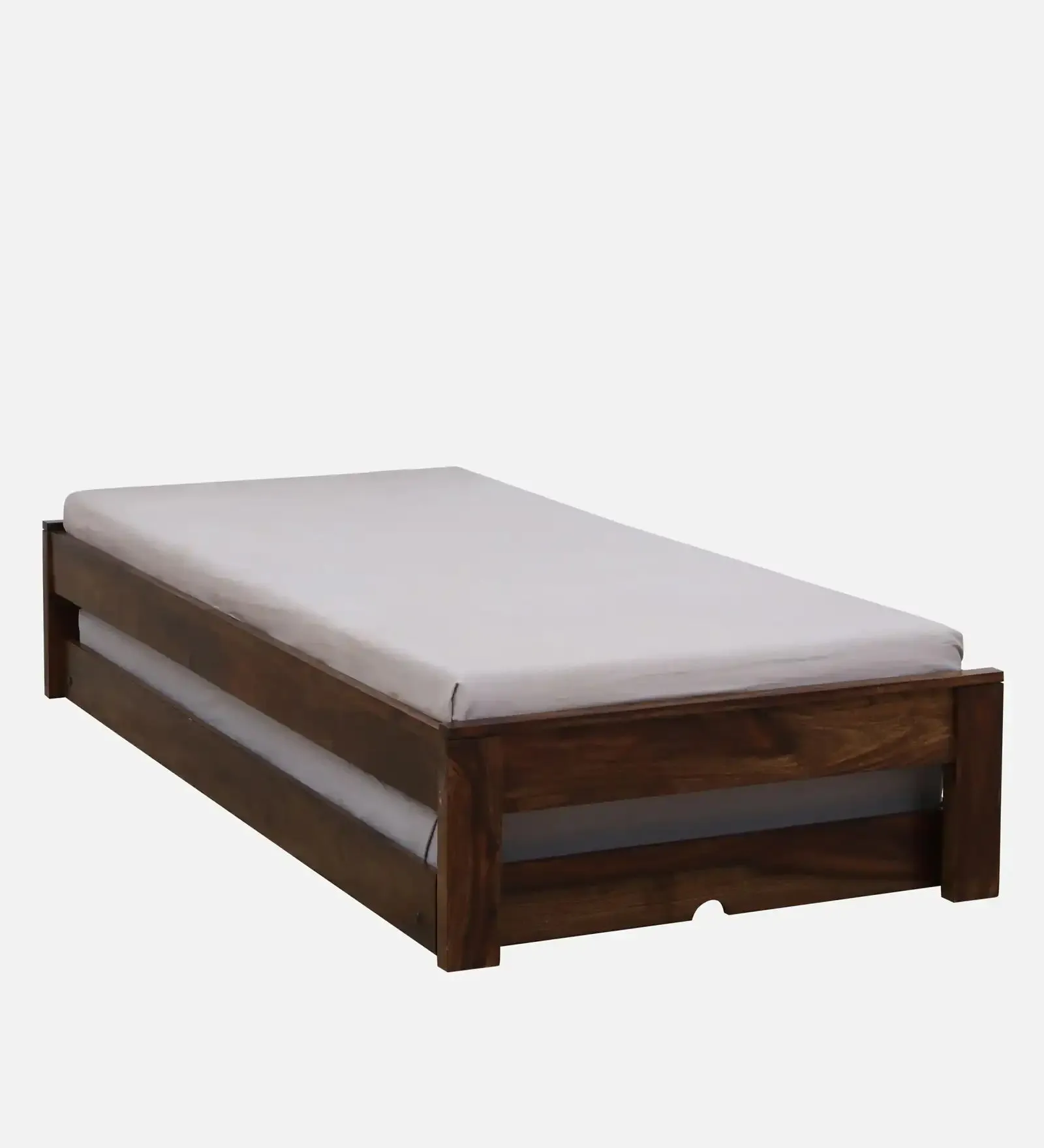 Divyam Modern Sheesham Wood Single Bed With Trundle