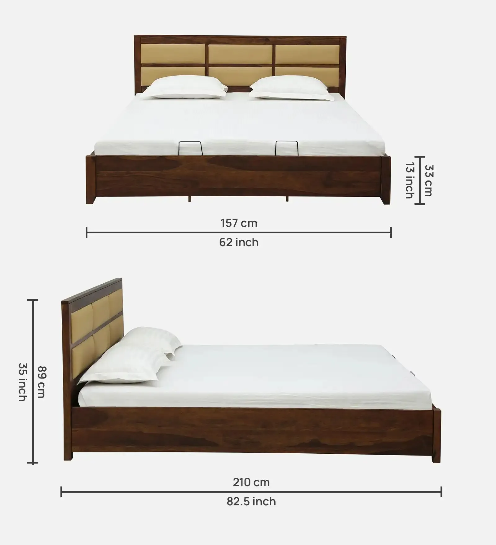Evelyn Solid Wood Hydraulic Storage Beds
