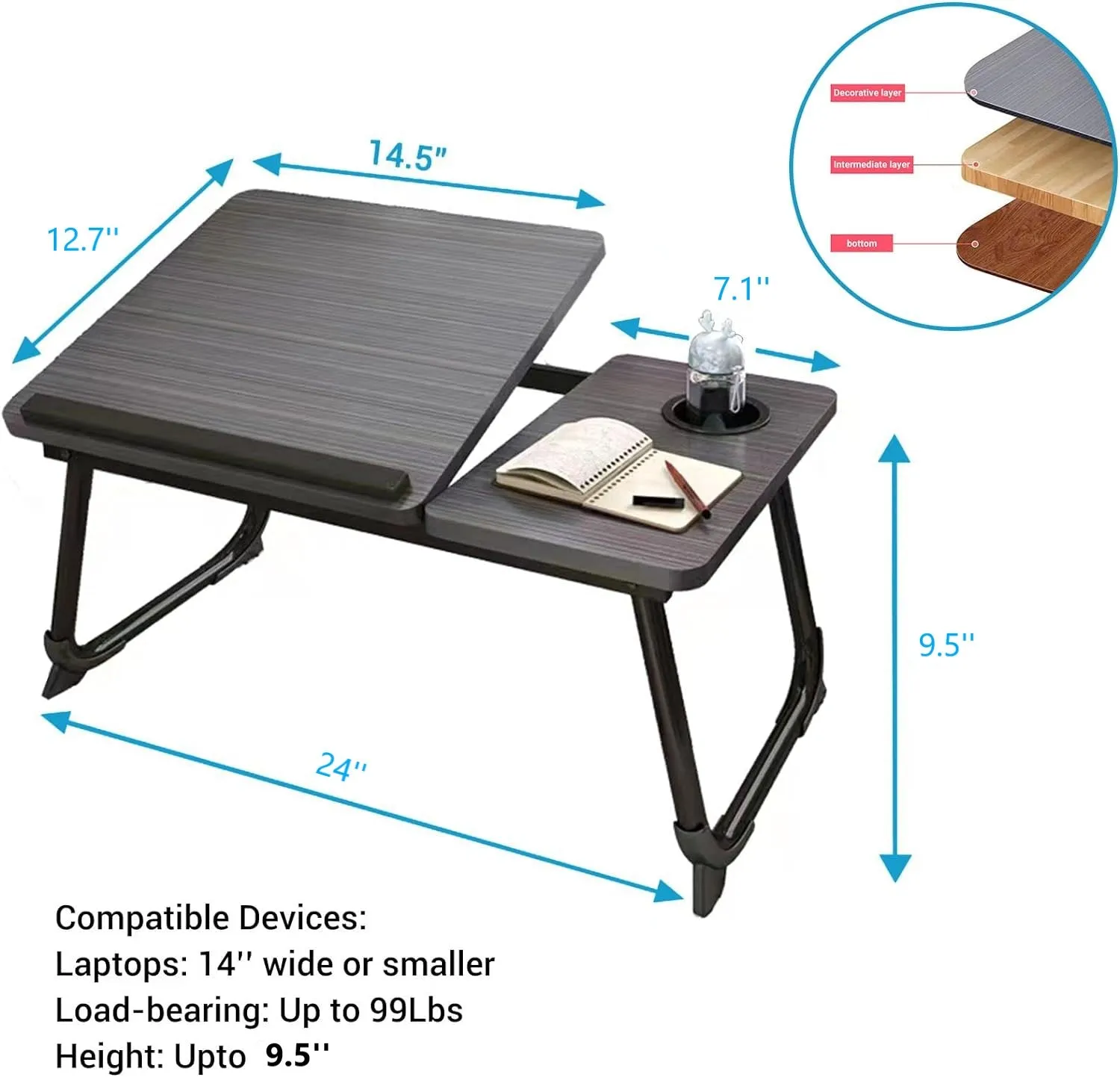 Fordable Legs Laptop Desk for Bed or Couch Enjoy Woking in Bed Desk Bn-link