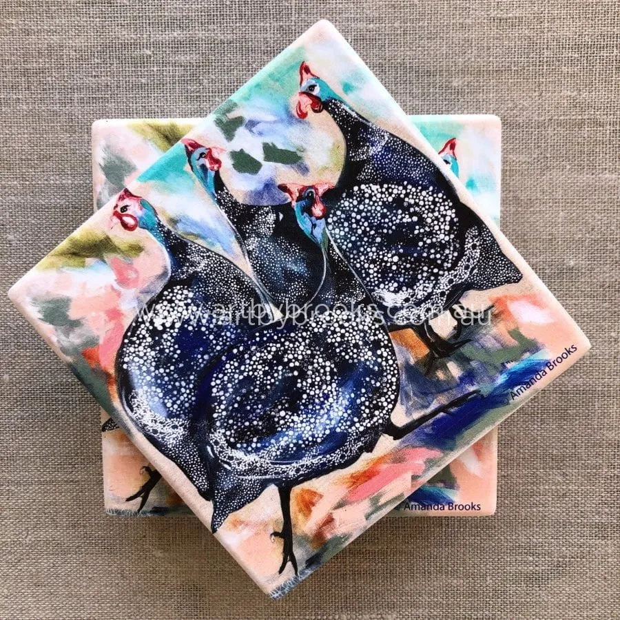 Guinea fowl family trivet