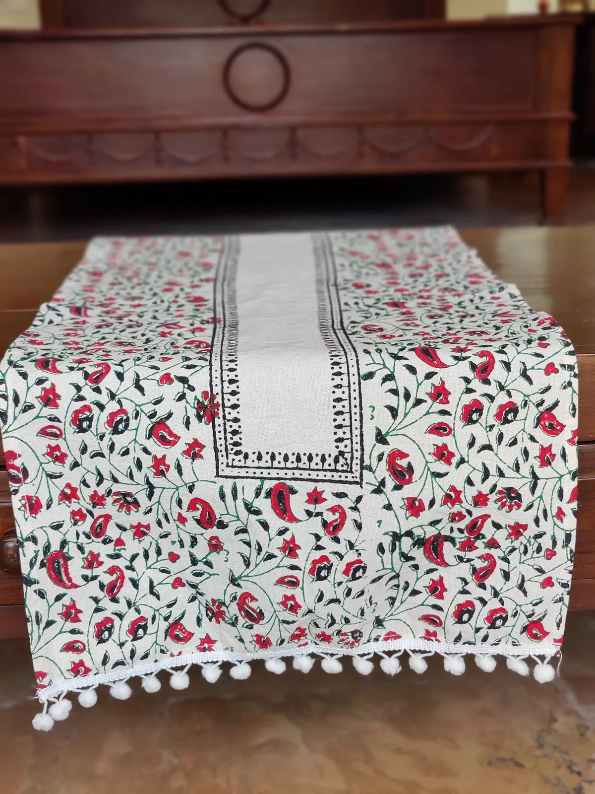 Hand Block Floral Printed Table Runner
