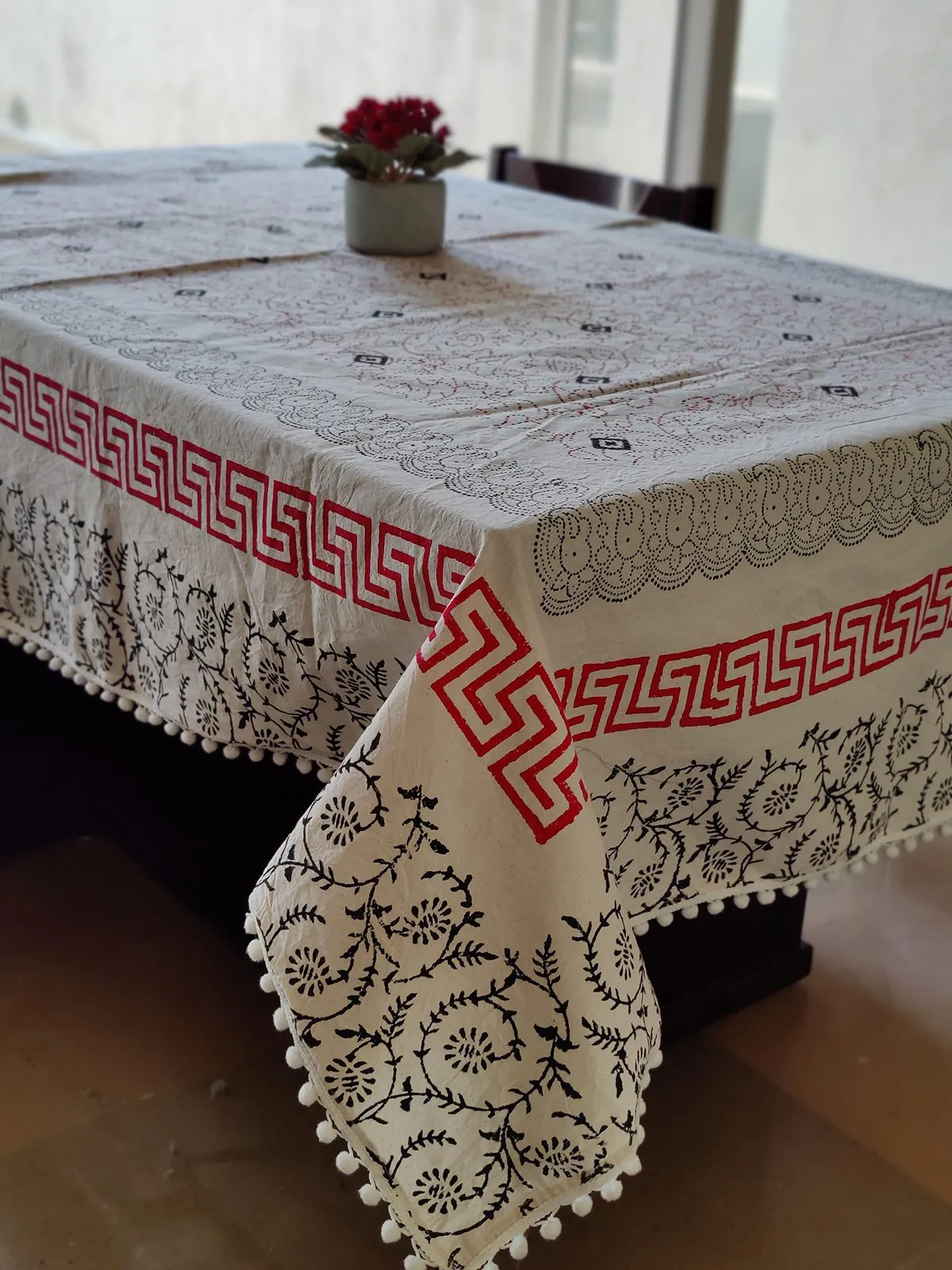 Hand Block Printed Table Cover Floral