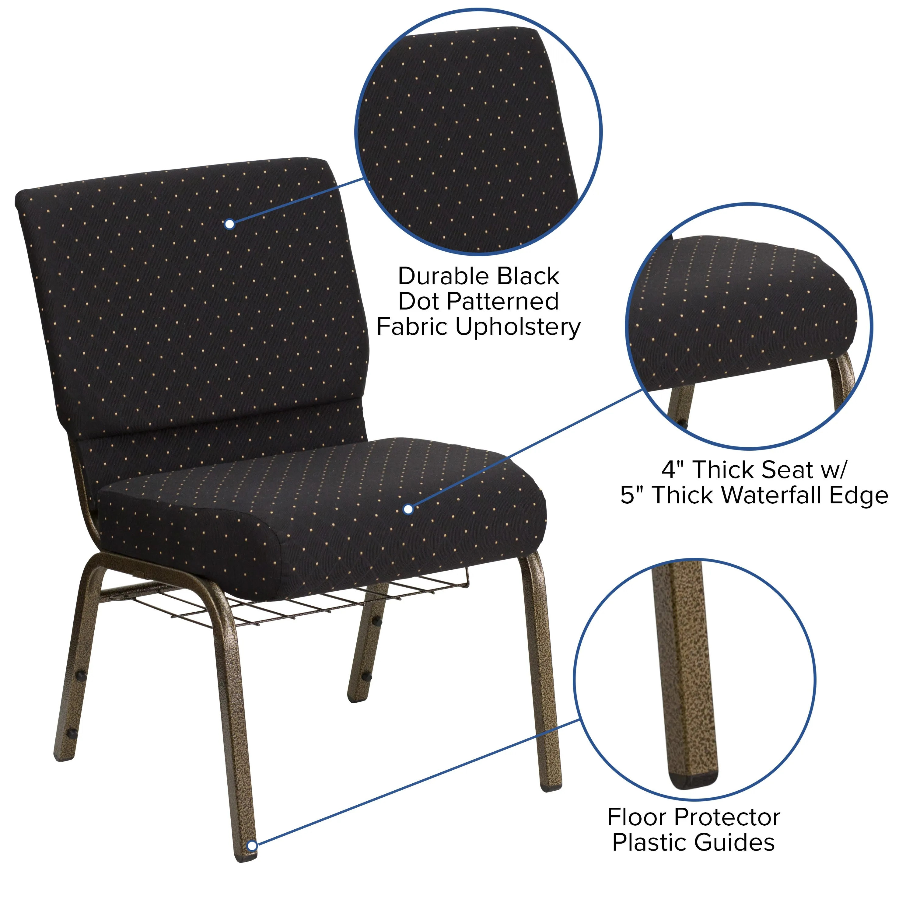 HERCULES Series 21''W Church Chair with Book Rack