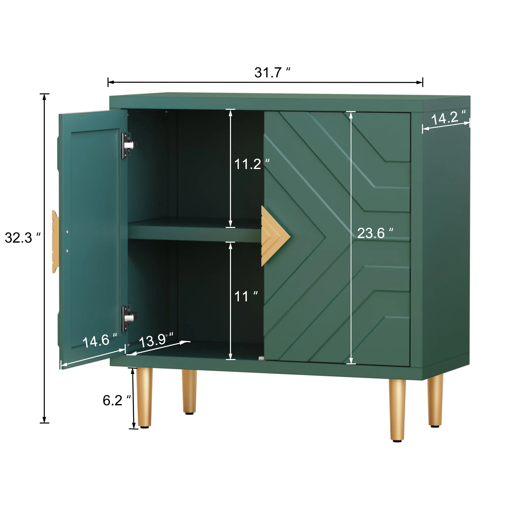 HLR Green Modern Decorative Embossed Pattern Doors Accent Cabinet Sideboard Buffet Credenza with Storage  Stylish Storage for Living Room, Kitchen, Dining & Hallway