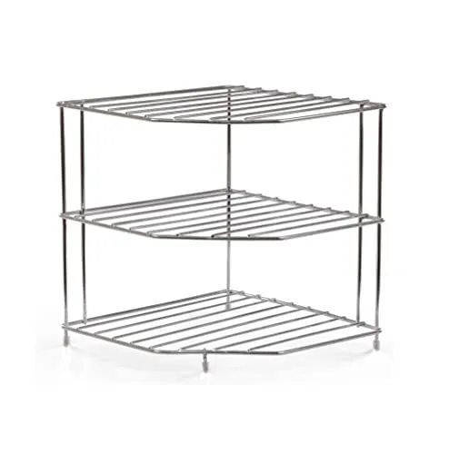 kiosk Kitchen Storage Rack, 3 Tier, Stainless Steel, for Pantry, Countertop and More