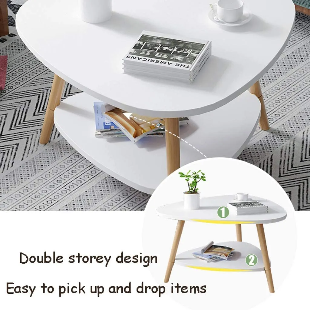 MTANK Triangle Nesting Table Bamboo |End Table for Living Room Modern Coffee Table Side Table for Bed Room Home and Office (White)