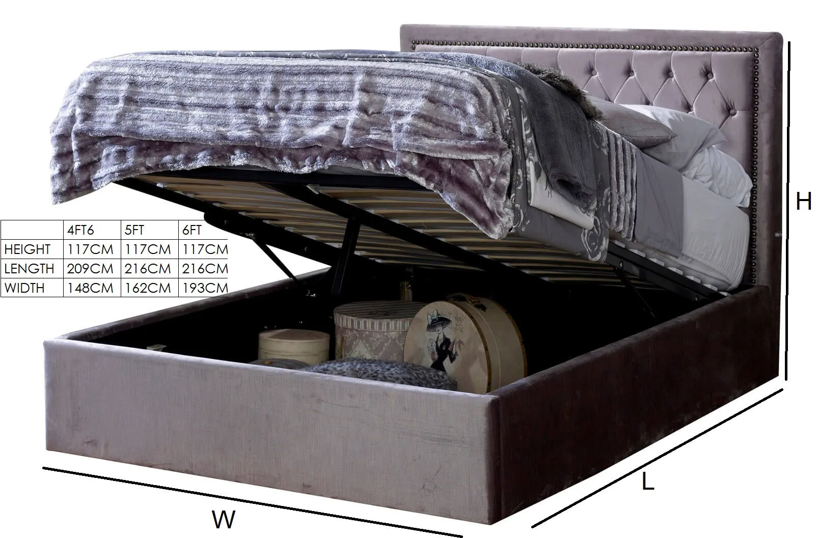 Rhea Silver Storage Bed