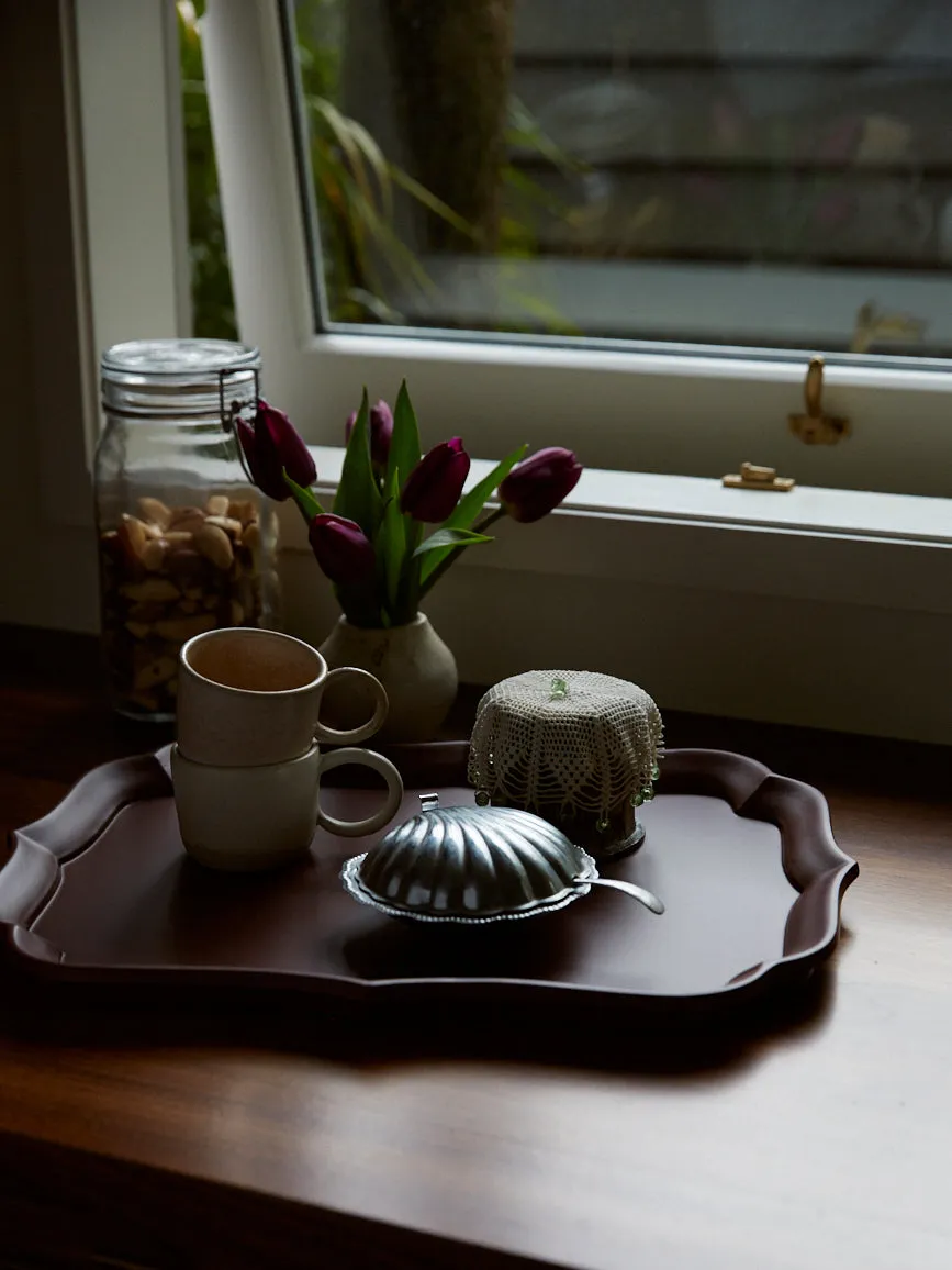 Sara Lacquered Tray - Cordovan Red