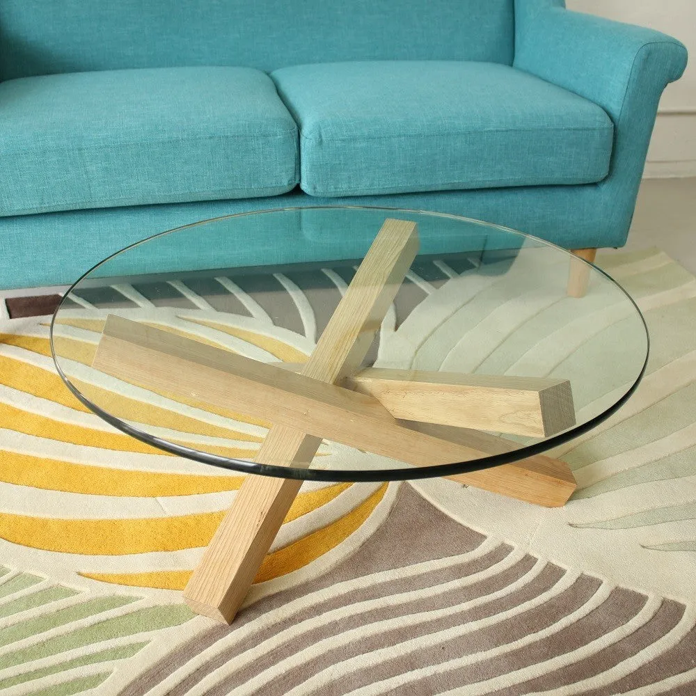 Solid Wood & Glass Coffee Table
