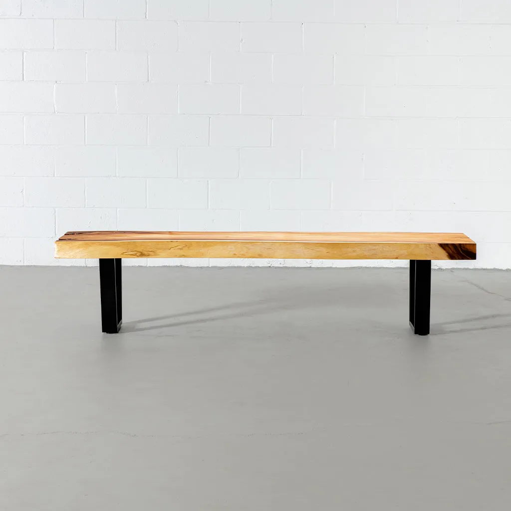 Suar Live Edge Wood Bench with Black U-shaped Legs/Natural