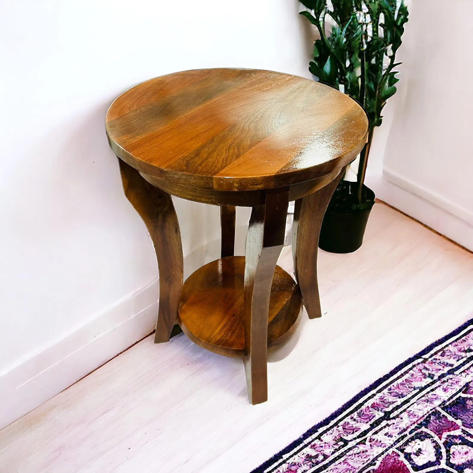 SVT Home Decor Wooden Side and End Table Solid Wood Construction Multi-Purpose Furniture Piece for Living Areas.