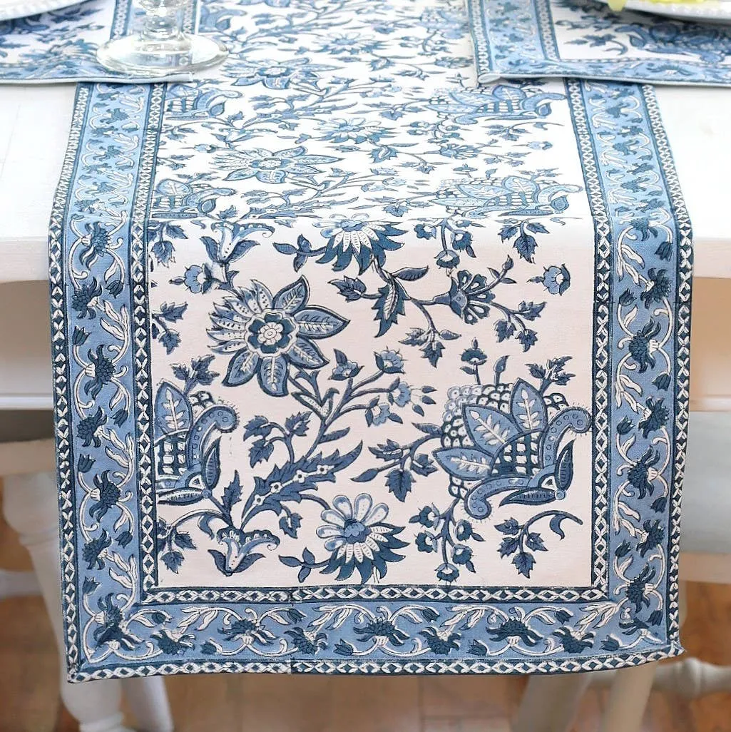 Table Runner, 14"x92", Gayatri Blue