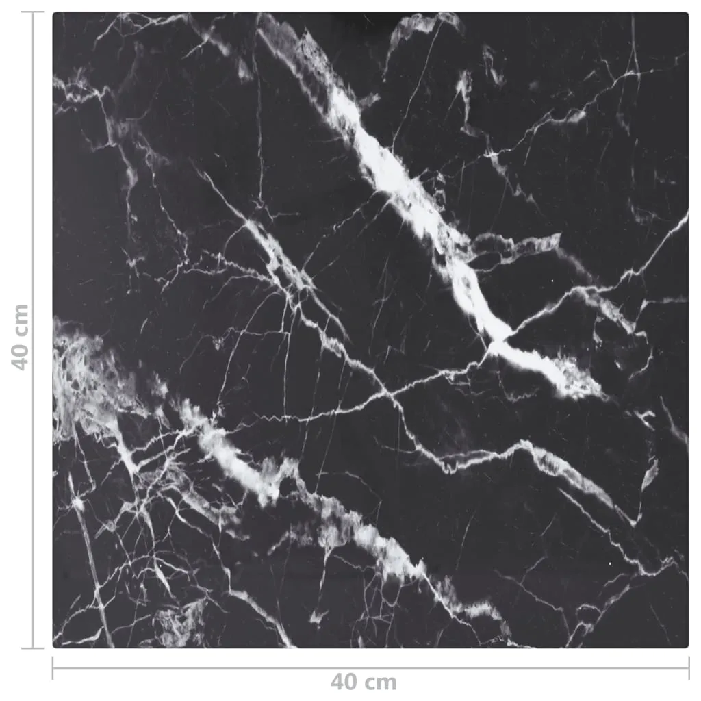 Table Top Black 40x40 cm 6 mm Tempered Glass with Marble Design
