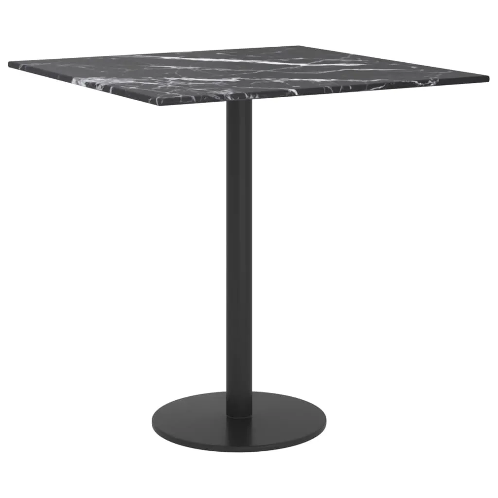 Table Top Black 40x40 cm 6 mm Tempered Glass with Marble Design