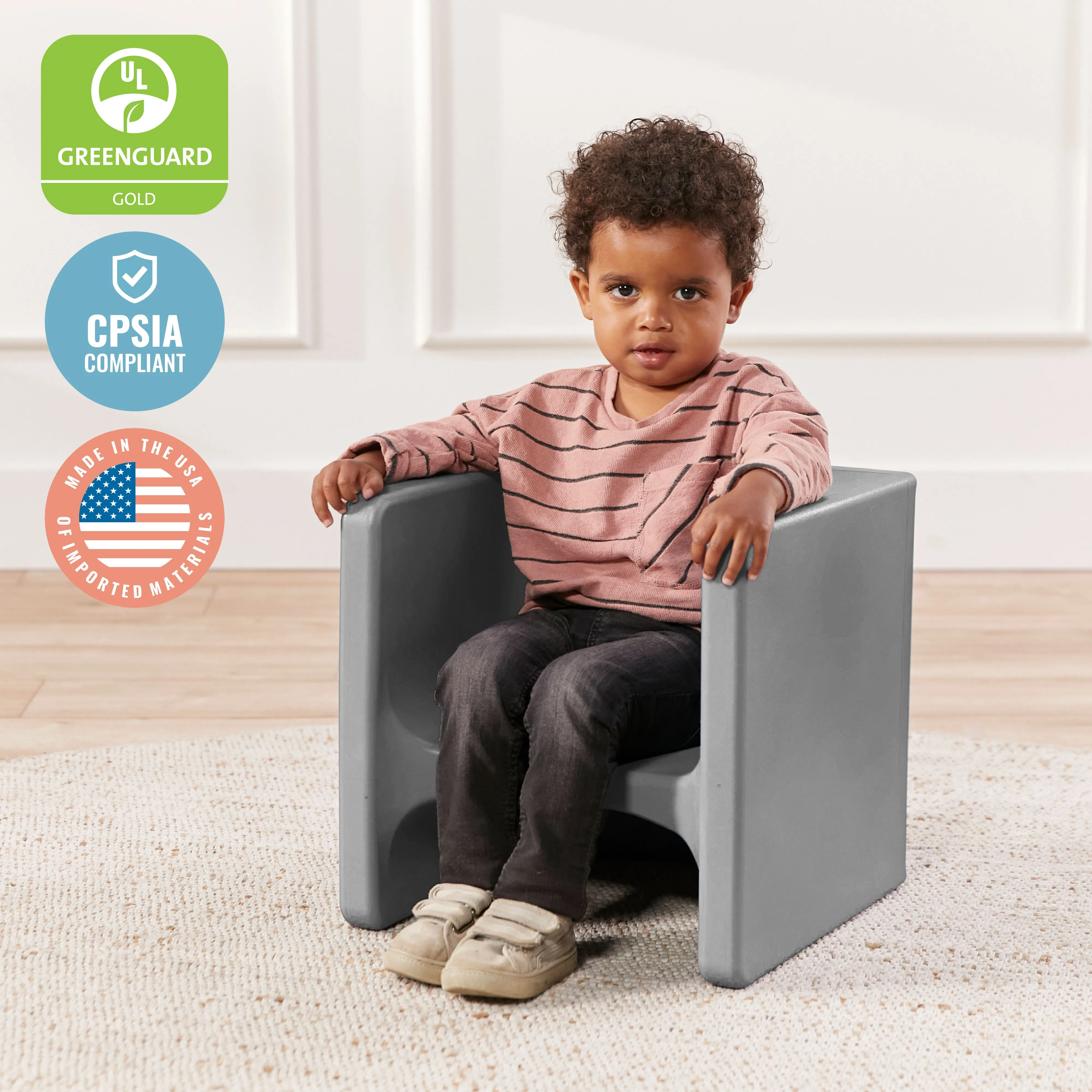 Tri-Me Table and Cube Chair Set, Multipurpose Furniture, 3-Piece