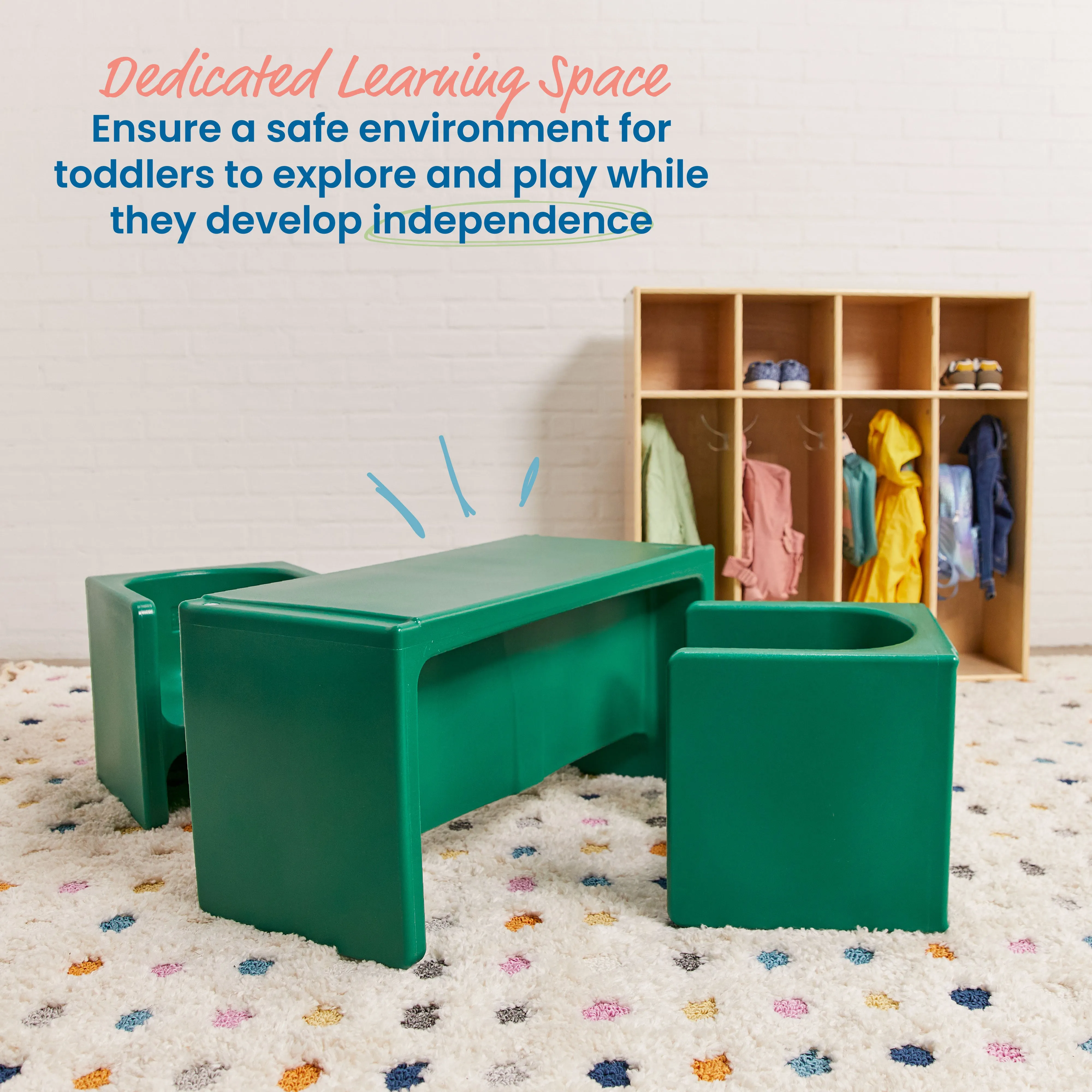 Tri-Me Table and Cube Chair Set, Multipurpose Furniture, 3-Piece