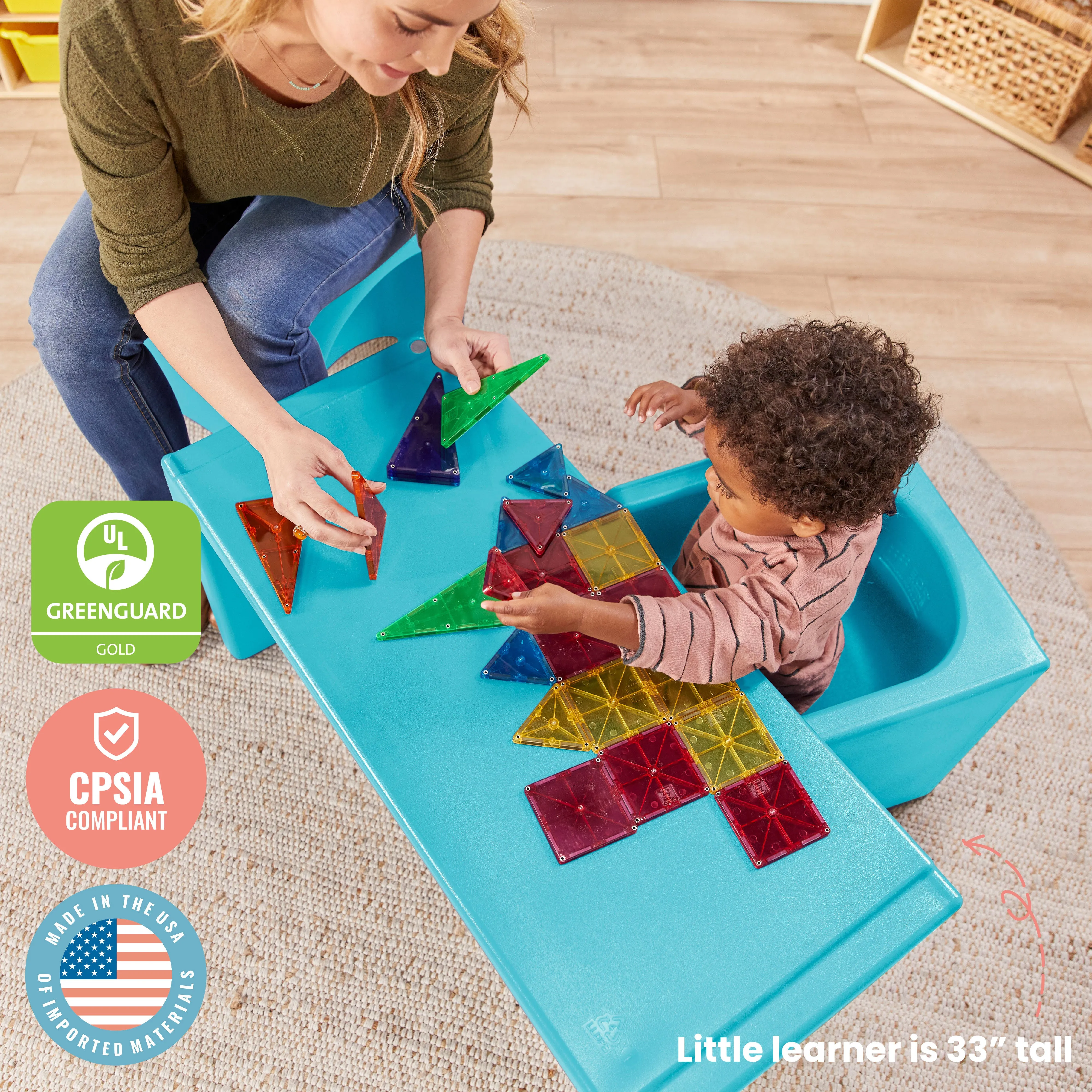 Tri-Me Table and Cube Chair Set, Multipurpose Furniture, 3-Piece